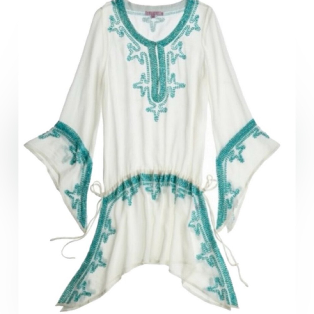 ☀️CALYPSO ST. BARTH Poolside Resort Cruise Beach SILK Cover Up/Sequins
